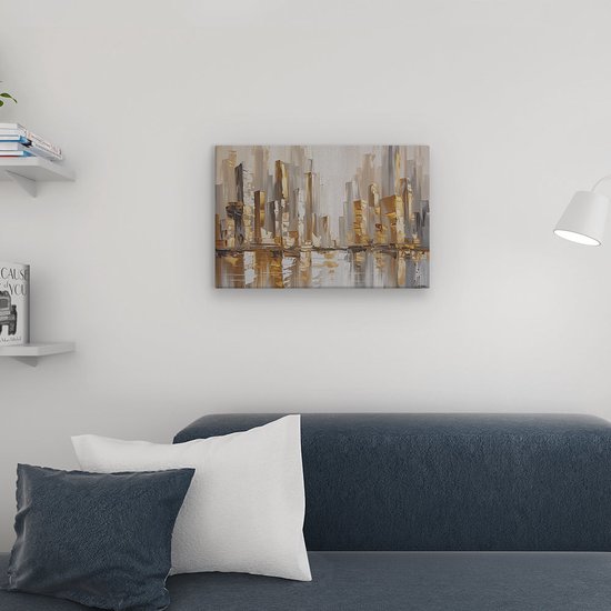 Artaza Peinture sur toile oeuvre abstraite d'une ville - 60x40 - Décoration murale - Photo sur toile - Impression sur toile