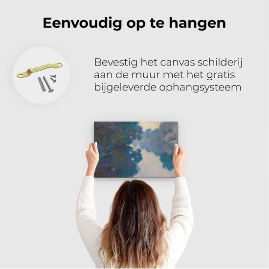 Artaza Canvas Schilderij Kunstwerk van Rivier en Bomen - Landschap - 30x20 cm - Klein - Wanddecoratie Woonkamer - Schilderijen - Muurdecoratie