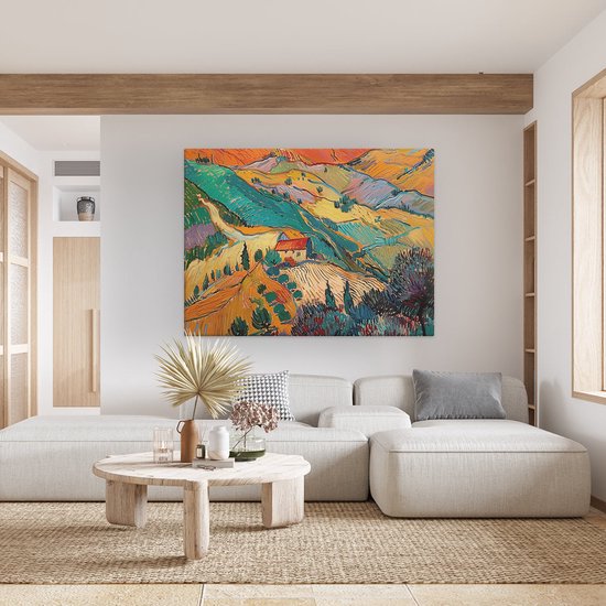 Artaza Peinture sur toile représentant une maison sur une colline - 120 x 90 - Décoration murale - Photo sur toile - Impression sur toile