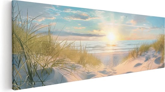 Artaza Canvas Schilderij Zandduinen en een Pad naar het Strand - 120x40 - Wanddecoratie - Foto Op Canvas - Canvas Print