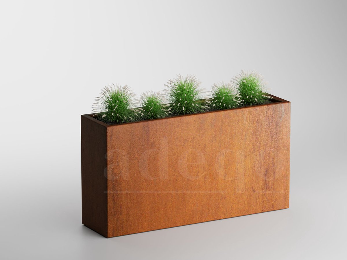 Adeqo cortenstaal plantenbak rechthoek 150 x 40 x 80 cm - Dikte 2mm - Met bodem