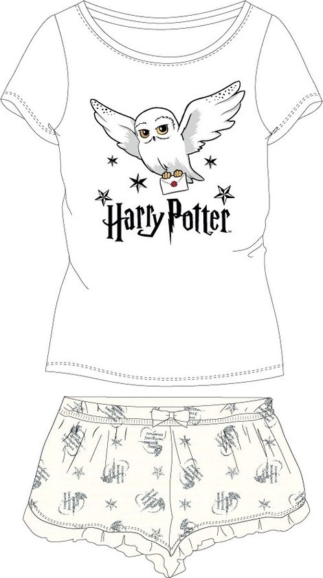 Harry Potter shortama/pyjama Hedwig katoen wit/cream 158/164