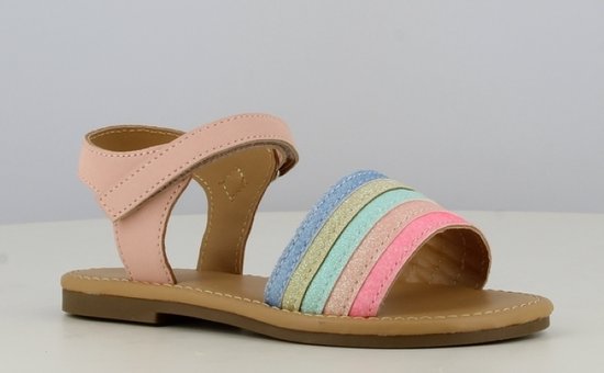 Happy Bee meisjes sandalen roze en regenboogkleuren - met klittenband sluiting - maat 35