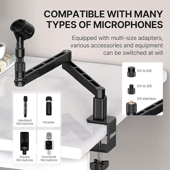 Foto: Professional microphone arm quadcast boom arm stand microfoonhouder microphone arm standard adjustable microphone stand microfoonstandaard