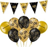 40 Jaar Feest Verjaardag Versiering Ballonnen Slingers Gefeliciteerd Goud & Zwart Decoratie – 9 Stuks