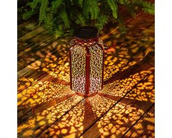 Lardic Solar Tuinlamp – Brons kleurig metaal – Tuinverlichting op zonneenergie buiten – Led buitenverlichting met sensor – Tuinfontein – Tuinfakkel / Tuinlantaarn – Sfeerverlichting – Tafellamp