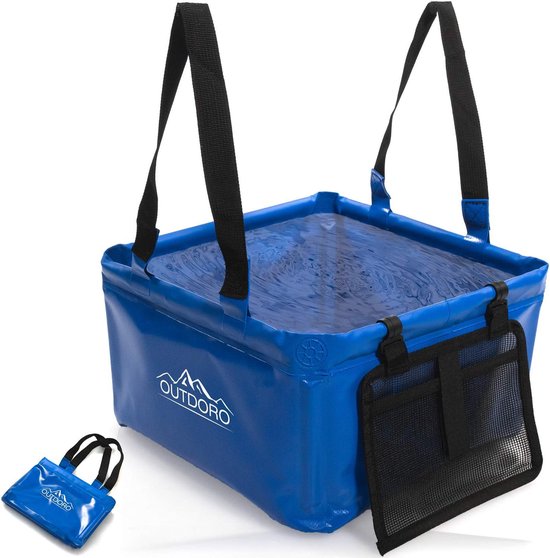 Foto: Opvouwbare kom groot 22 liter inclusief extra tas zeildoek opvouwbare wasbak voor camping en outdoor