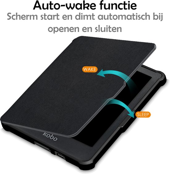 Hoesje Geschikt voor Kobo Clara HD Hoes Bescherm Hoesje Case Sleep Cover Met Screenprotector - Hoes Geschikt voor Kobo Clara HD Hoesje - Zwart van SmartJeck — afbeelding 5
