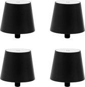 Flessenlamp - 4 Stuks - Tafellamp - Oplaadbare Tafellamp - Zwart - Usb-C Oplaadbaar - Warm wit - Touch Dimbaar - LED
