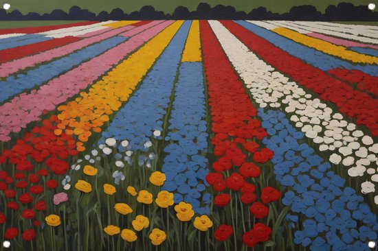 Bloemen tuinposter - Natuur poster - Tuinposter Velden - Buiten - Tuinschilderijen - Tuinschilderij tuinposter 90x60 cm