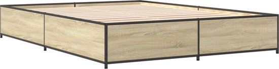vidaXL - Bedframe - bewerkt - hout - metaal - sonoma - eikenkleurig - 120x200 - cm
