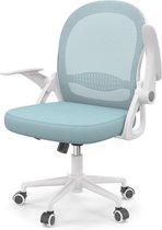 Chaise de bureau – Chaise de bureau BIGZZIA avec soutien lombaire – Chaise ergonomique en maille respirante – Chaise pivotante avec accoudoirs et hauteur réglables pour bureau à domicile – Blauw