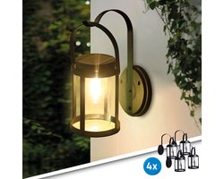 RexTech Solar wandlamp buiten 'Venice' - Set van 4 stuks - Filament lamp - IP44 - 15 lumen - Warm wit licht (2700K) - Tuinverlichting op zonne-energie