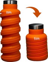 EasyFold Foldy Oranje Opvouwbare Drinkfles - 600 ML - Sea Blauw - Sportfles - Drinkbeker - Duurzaam - Reizen - Waterfles - Gezond - Kindvriendelijk - Milieuvriendelijk - Cadeau - School - Geen plastic - Bestrijd plasticvervuiling