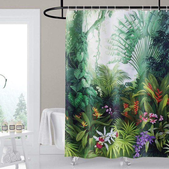 MSV Douchegordijn met ringen - oranje - polyester - 180 x 200 cm | Leen Bakker