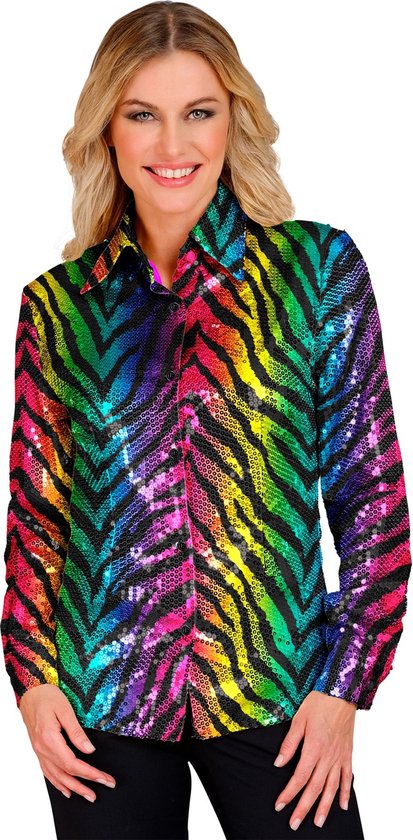 Paillettenshirt Dames Regenboog Tijger | S/M