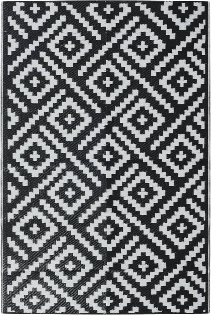vidaXL - Buitenkleed - ARAKIL - 120x180 - cm - PP - wit - en - zwart