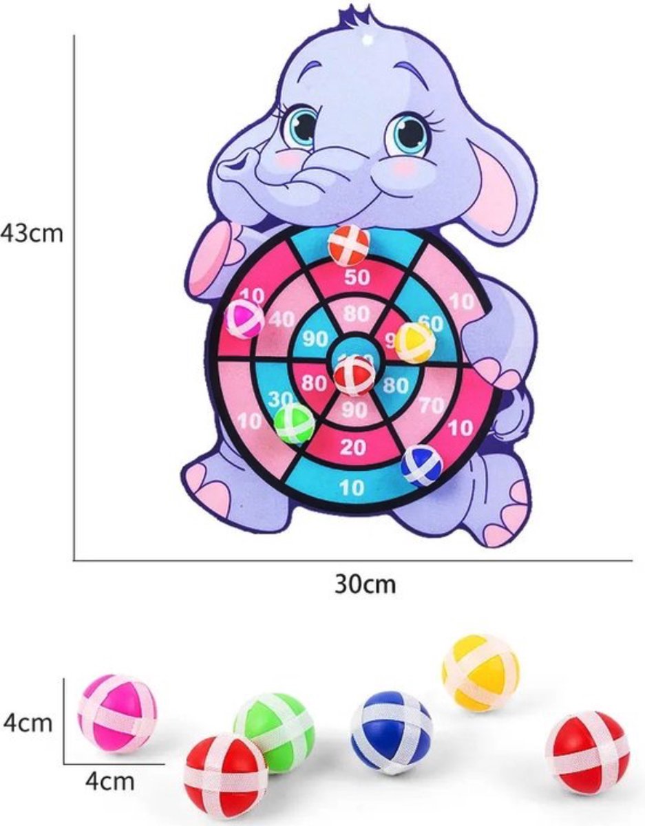 Kinder Dartbord - Dartbord Met Klittenband - Dartbord Met Ballen - Dartbord Olifant