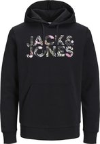 JACK & JONES Jeff corp logo sweat hood regular fit - heren hoodie katoenmengsel met capuchon - Carbon Flower - Maat: M