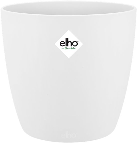 Elho Brussels Rond 20 - Pot De Fleurs pour Intérieur - Plastique 100% recyclé - Ø 20.0 x H 18.7 cm - Blanc