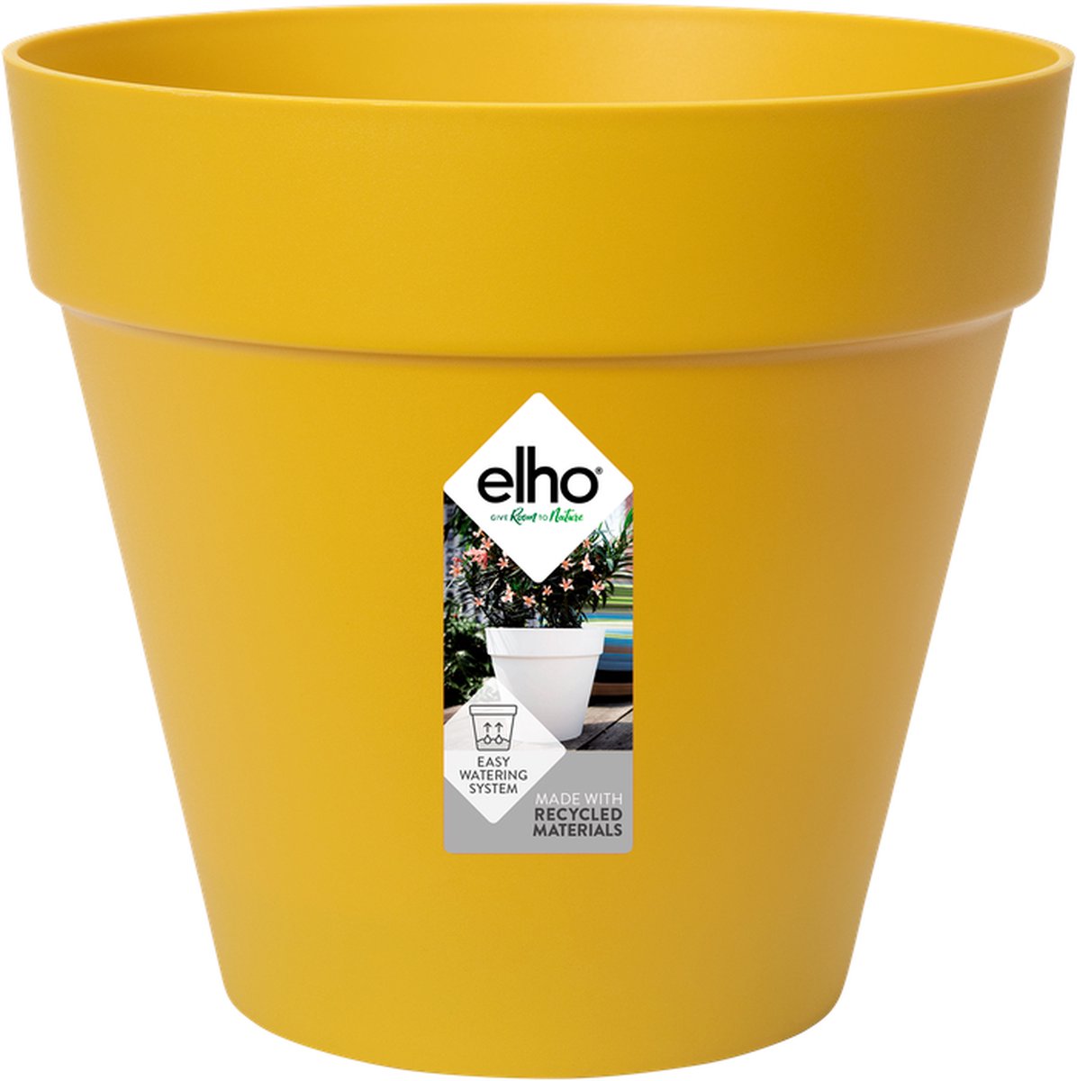 Elho Loft Urban Rond 20 - Bloempot voor Buiten - Ø 19.3 x H 17.5 cm - Oker