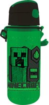 Minecraft drinkfles/drinkbeker/bidon met drinktuitje - Groen - aluminium - 600 ml