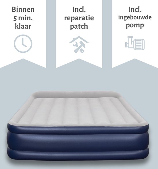 Bestway luchtbed - 2-Persoons - 152 x 203 x 46 cm - Grijs/Blauw - Inclusief pomp - Reparatieset van Bestway — afbeelding 5