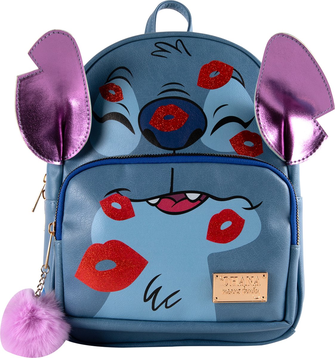 Stitch kisses - kleine rugzak - 27cm x 21cm - dubbele ritssluiting - 3 vakken