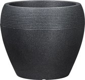 Lineo, plantenbak van kunststof, zwart-graniet, 48 cm diameter, 39 cm hoog, 50 liter inhoud.