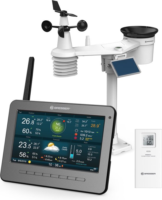 Foto: Bresser weerstation wlan hd tft 7 in 1 multisensor 868 mhz voor binnen en buiten