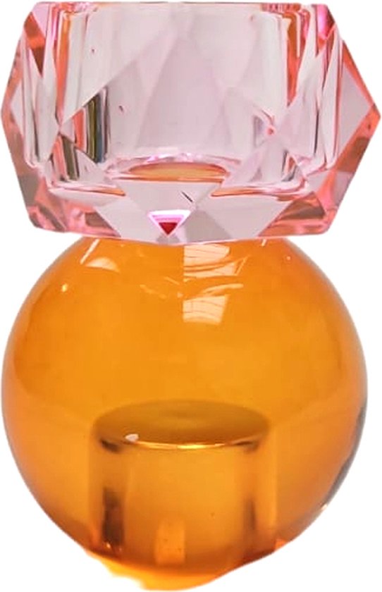 Bougeoir Colmore verre cristal multicolore 6,5x6,5x13,5