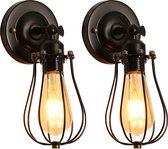 Delaveek-Vintage wandlamp- Zwart - Set van 2 - E27 lampvoet (Lichtbron niet inbegrepen)