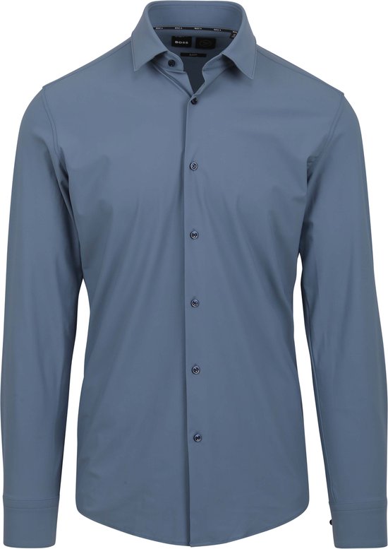 BOSS - Hank Overhemd Stretch Blauw - Heren - Maat 40 - Slim-fit