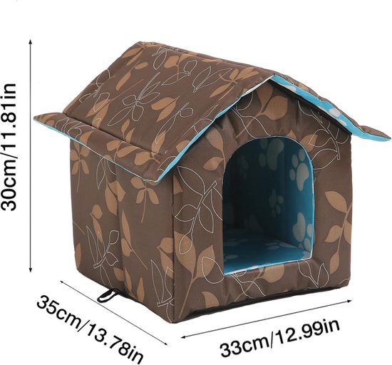 MEYAGOT Kattenhuis voor buiten, diameter 40, hoogte 41 cm, kattenhuis voor buiten, M waterdicht kattenhuis, winterbestendig, geschikt voor honden en katten onder 6 kg