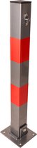 Parkeerpaal met slot - 650x60x60 mm - grijs/rood - hoogwaardige kwaliteit