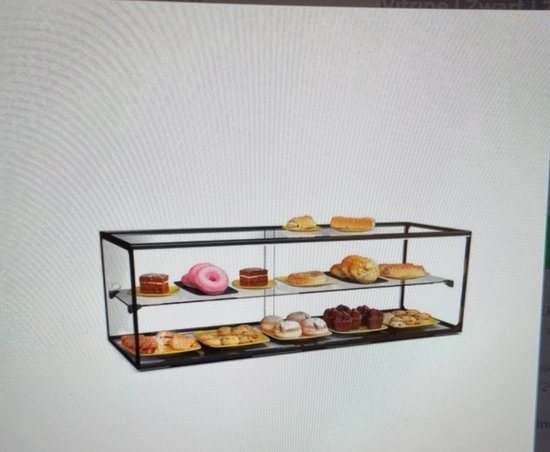 Vitrine | Zwart | 2 Schappen | Neutraal | Demonteerbaar | 920x330x315(h)mm