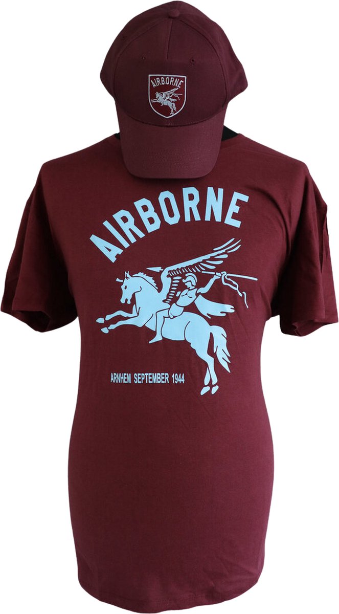 Airborne T-shirt Pegasus - Blauw Logo En Tekst - Volwassenen - Unisex - Maat M