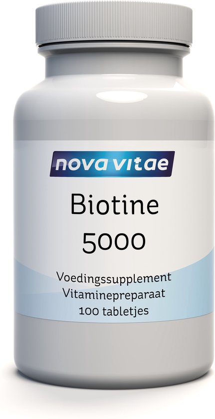 Foto: Nova vitae biotine 5000 haar huid nagels energie 100 tabletjes