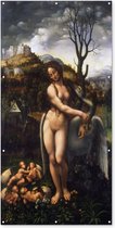Schuttingposter Leda en de zwaan - Leonardo da Vinci - 100x200 cm - Tuindoek