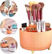 Cosmetica-make-uporganizer, 360 graden draaibare kwastenorganizer, cosmeticarek, multifunctioneel, cosmetica-organizer voor commode, slaapkamer, badkamer (oranje)