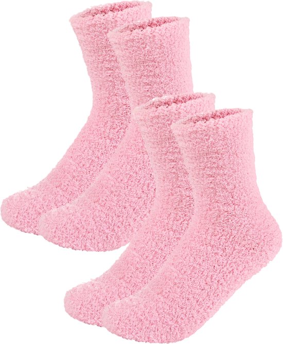 Chaussettes moelleuses dames - Rose clair - taille unique 36-41 - Chaussettes d'intérieur maison - tissu éponge - chaussettes d'hiver épaisses - cadeau pour elle - pendaison de crémaillère - anniversaire - femme