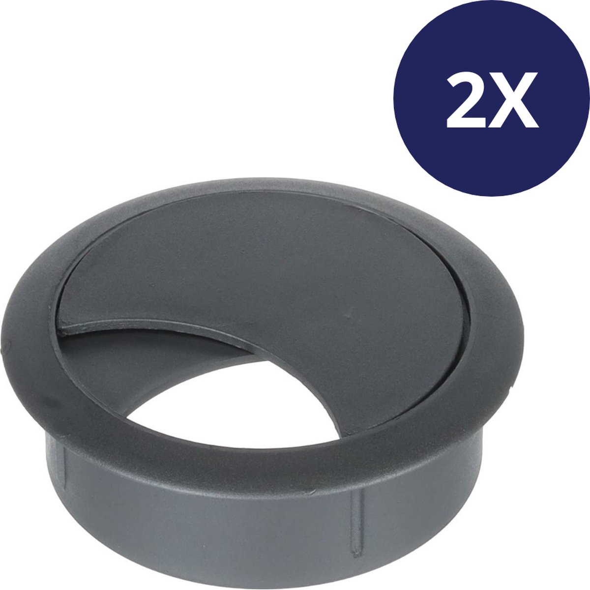 2x Kabeldoorvoer Zilver - Boordiameter: ø60mm - Diepte: 20mm - Diameter: 69mm - Rond