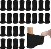 24 stuks zwarte stoelsokken | Meubelsokken voor stoelpoten | Elastisch en antislip | Voorkom krassen en lawaai | Ideale vloerbeschermers