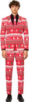 OppoSuits Winter Wonderland - Heren Kostuum - Rood - Kerstpak - Maat 52