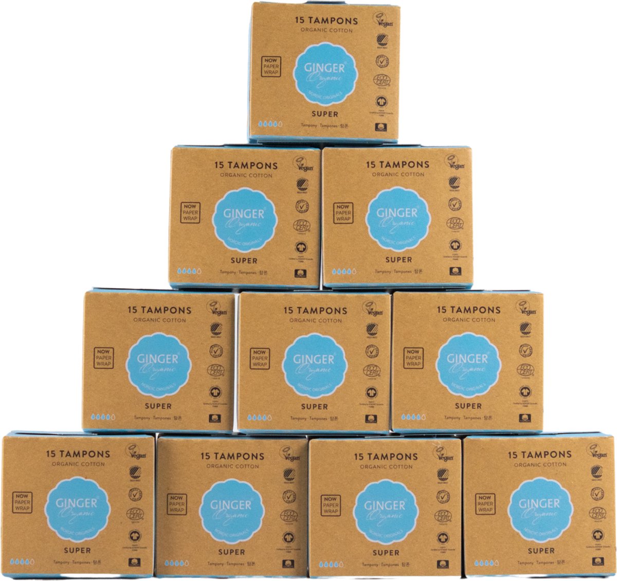 Goedkoopste Ginger Organic - Tampons - Super - Ultrazacht - Veiligheidssysteem - Luxe ontwerp