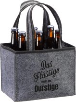 Vilten flessendrager voor heren - 6 x 0,33 of 0,5 L - de vloeistof moet in de dorst - bierflessen blikhouder handtas (zwart)