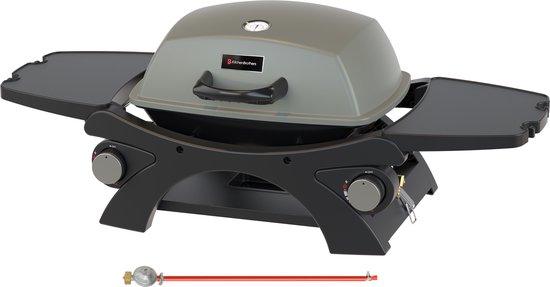 Foto: Kitchenbrothers gas bbq tafelmodel barbecue tafelbarbecue anti aanbaklaag 37x48 cm grilloppervlak zwart