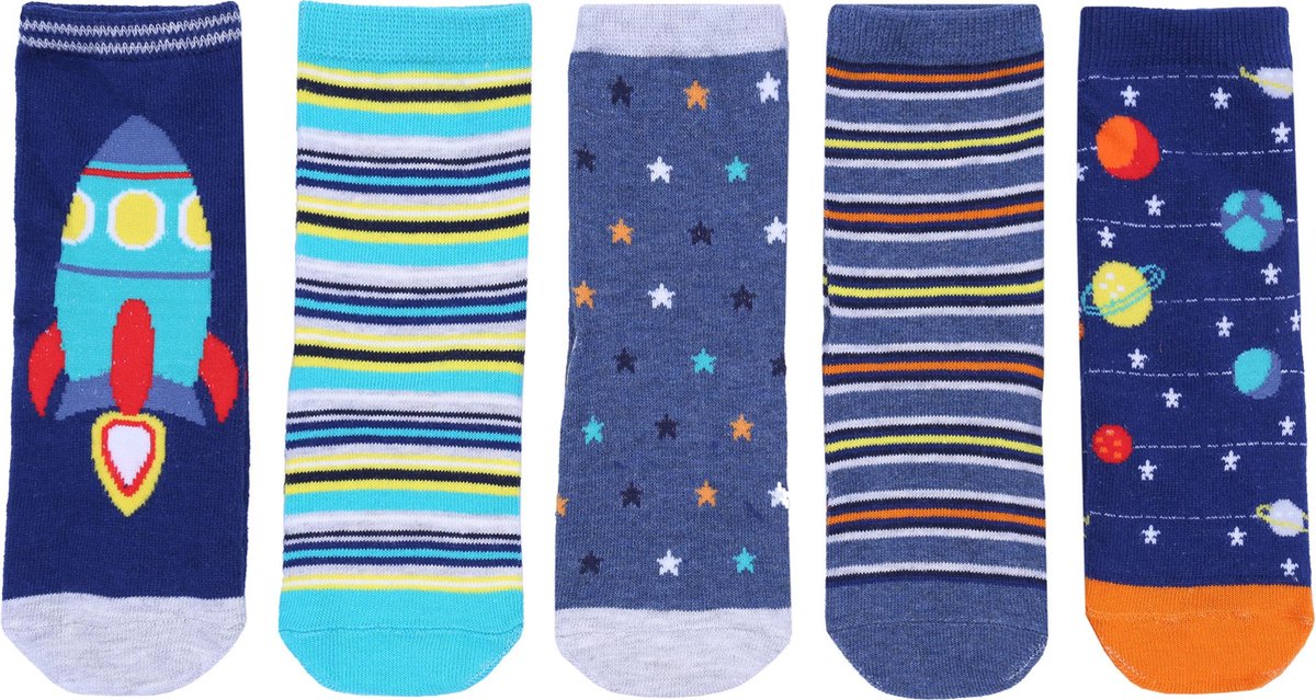 5 x Blauwe kosmos sokken