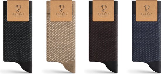 RAFRAY Socks - Premium Bamboe Sokken in Cadeaubox - Patroon Sokken - Premium Bamboo Socks - 4 paar - Maat 40-44