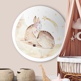 Cercle mural Cerf endormi | Forex | Ø 60 cm | Système de suspension inclus